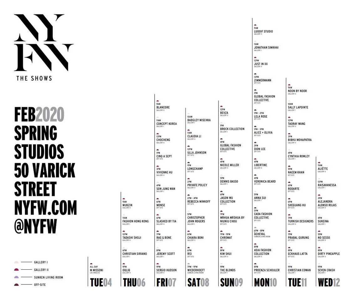 ニューヨーク・ファッション・ウィーク - NYFW ウィメンズ 2020年2月スケジュール