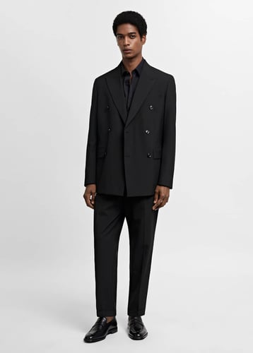 Double-breasted regular-fit suit blazer