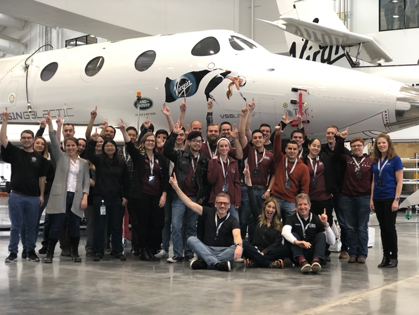 Students from New Mexico State University (NMSU), the local university to Virgin Galactic’s commercial headquarters, visit Spaceport America for an educational tour and mentoring session delivered by the team at Virgin Galactic in February. 