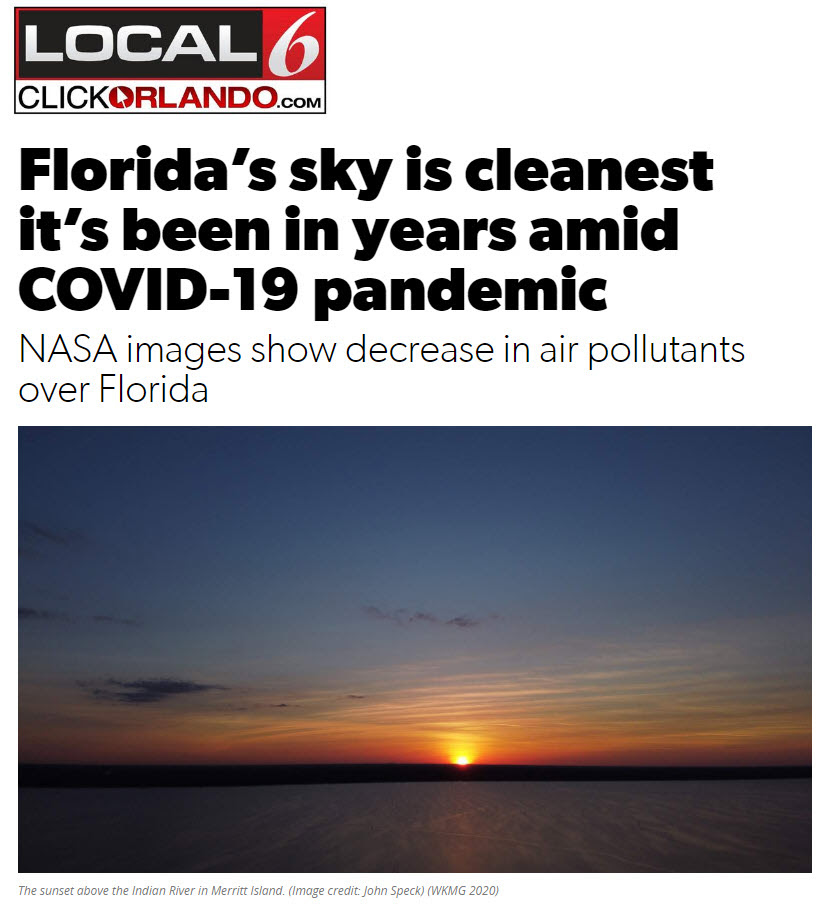 Florida's sky is cleanest it's been in years amid covid-19 pandemic