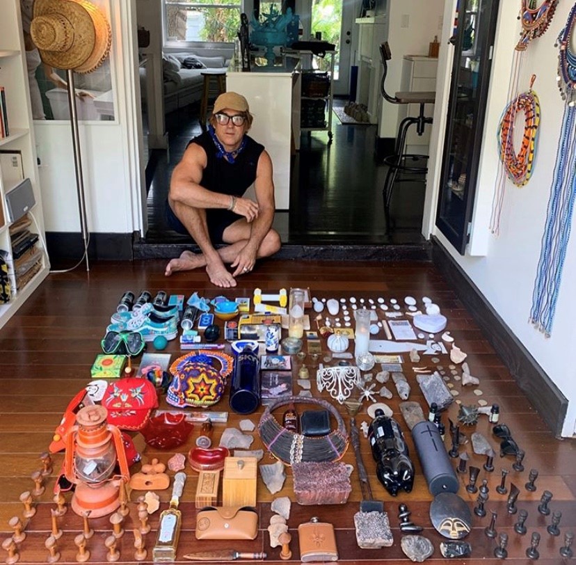 Carlos Betancourt on the floor of his studio
