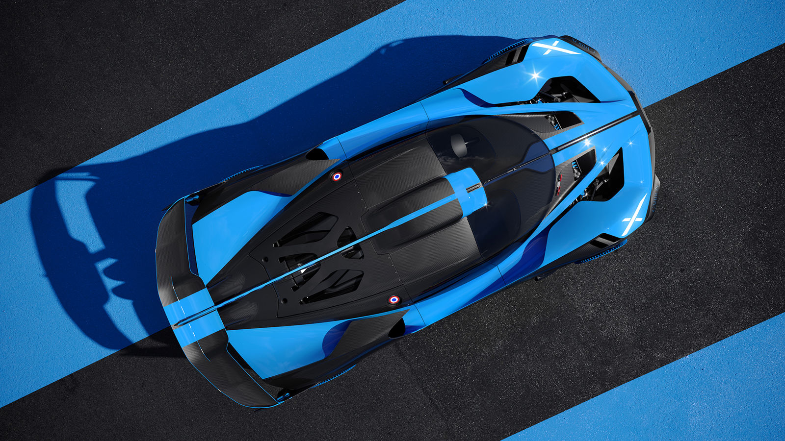Bugatti Bolide static - dynamic top view
