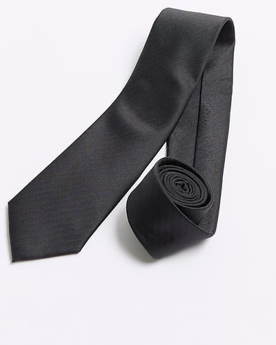 Black Herringbone Tie
