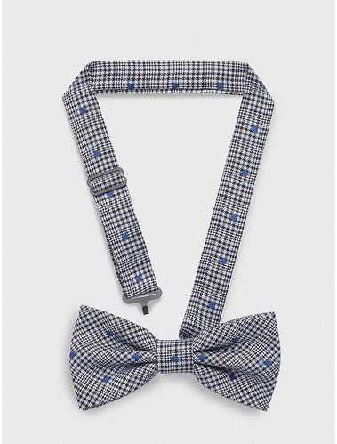 TOMMY HILFIGER SILK DOT HOUNDSTOOTH BOW TIE