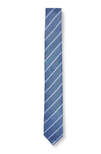 HAND-MADE TIE IN STRIPED LINEN AND SILK