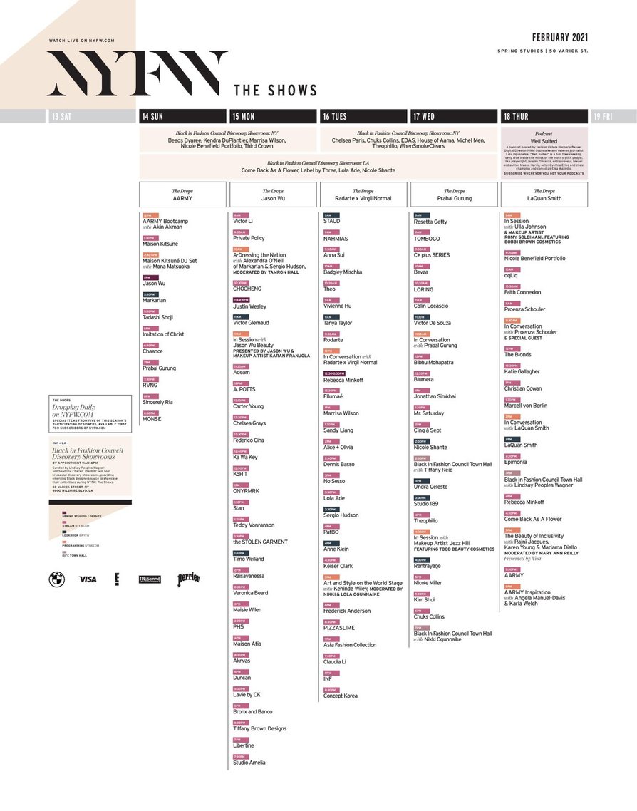 Неделя моды в Нью-Йорке - NYFW: Показы - Расписание на февраль 2021 года