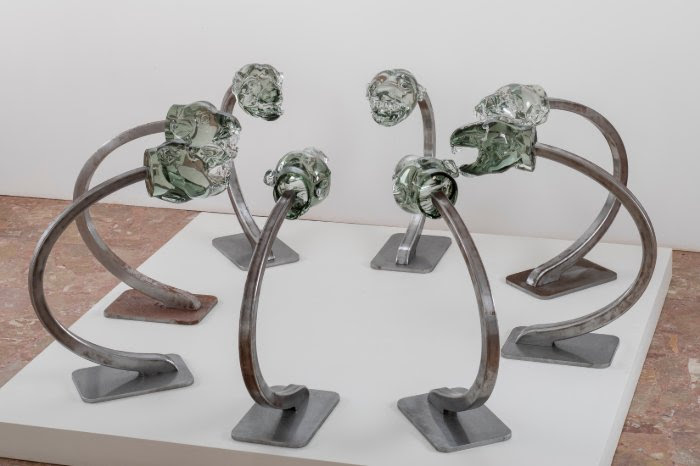 Strike Twice, Jimmie Durham (2019). Glass and metal.