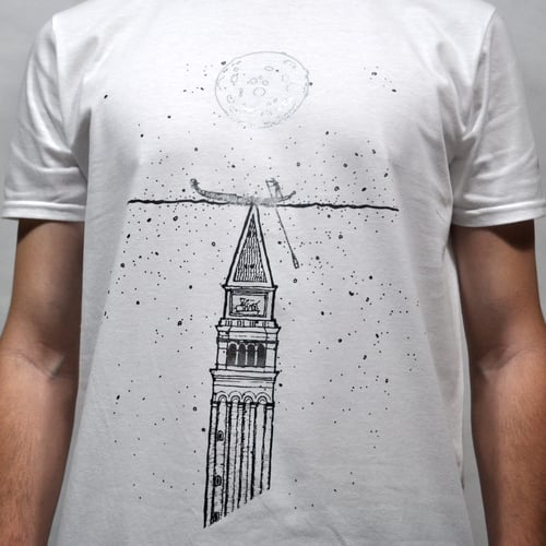 The t-shirt Campanile on white cotton
