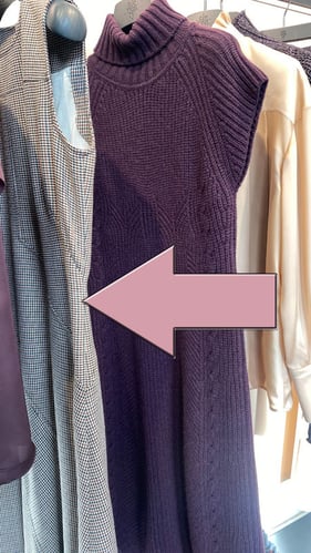 clothes hanging with an arrow pointing on the tailored part