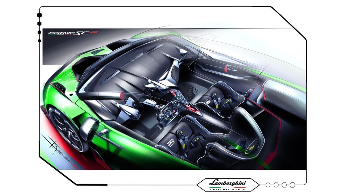 Lamborghini Essenza SCV12 - Centro Stile Interior Sketch