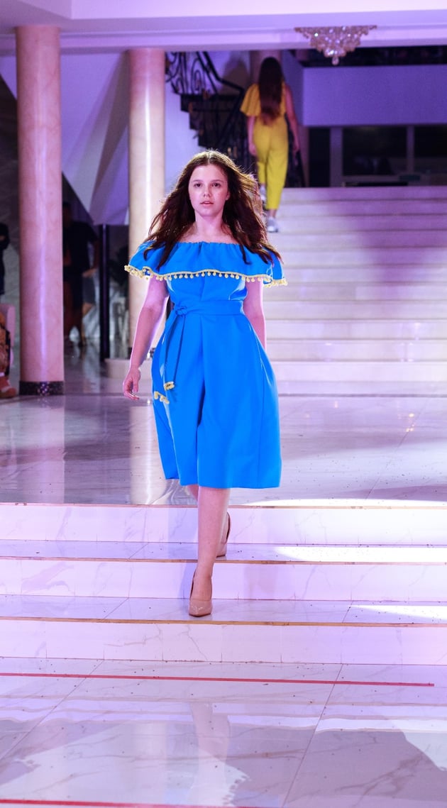 Designer Elena Bilyk with the spring-summer 2021 collection