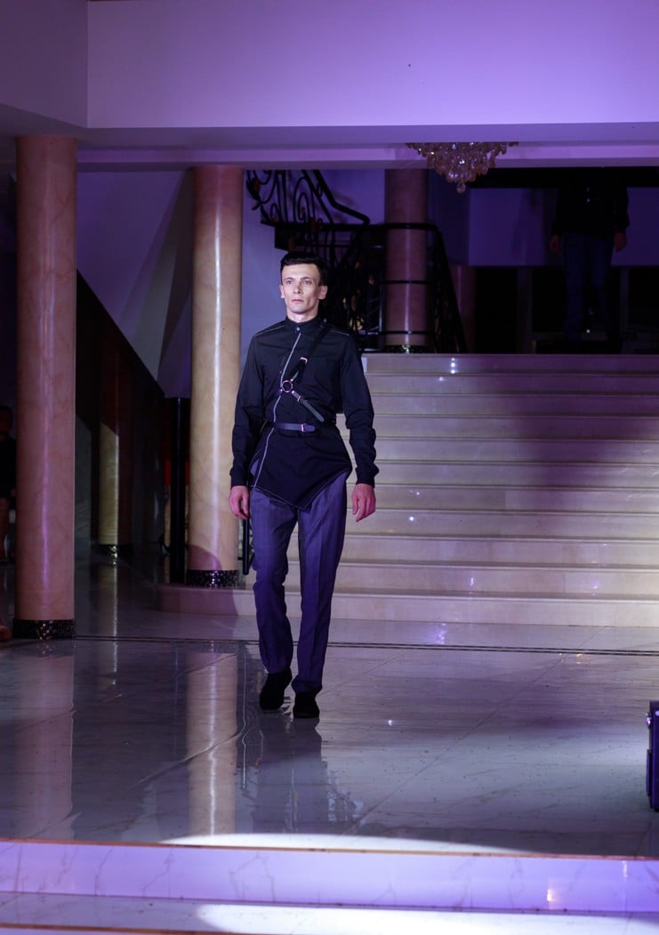 Designer Daniil Tkachenko with the Man Power men's collection
