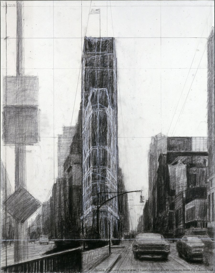 Christo, Packed Building (Project for 1 Times Square, Allied Chemical Tower, New York)
