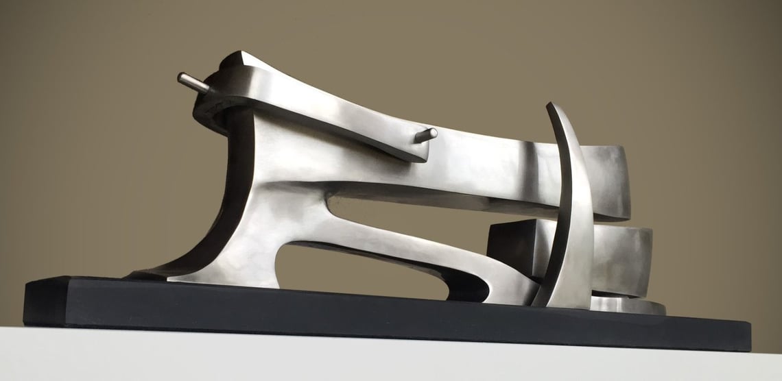 Voyager, the sculpture by Hubert Phipps (cast stainless steel)