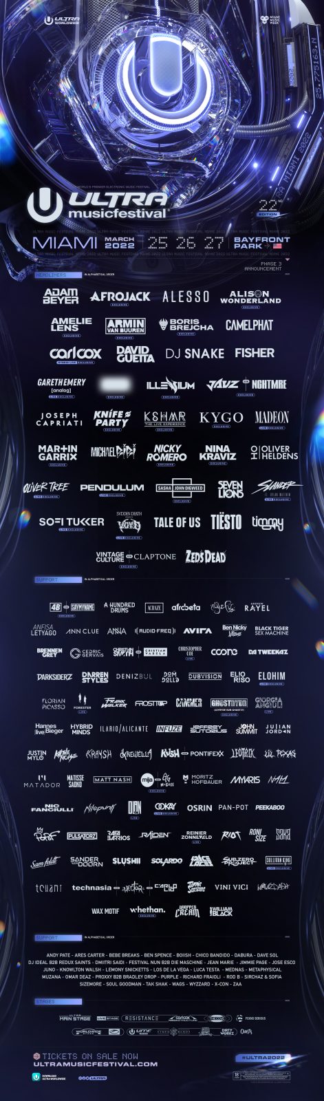Ultra音乐节第三阶段阵容