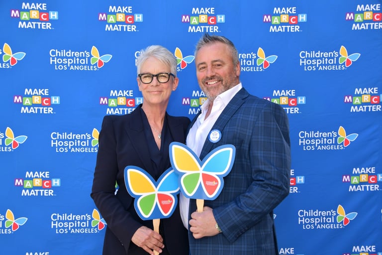 Jamie Lee Curtis and Matt LeBlanc attend the 7th Annual Children's Hospital Los Angeles Make March Matter Kick-Off at Saban Theatre on March 01, 2022 in Beverly Hills, California. (Photo by Araya Doheny/Getty Images for CHLA)