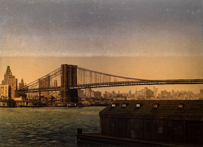 Film Unknown (22'x 14'), exterior NYC skyline with Brooklyn Bridge, MGM Studios.