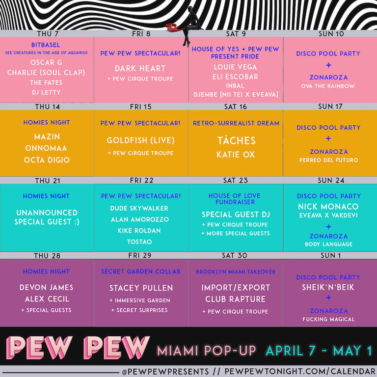 Immersive art collective Pew Pew's Miami Pop-Up unveils programming / April 7 - May 1