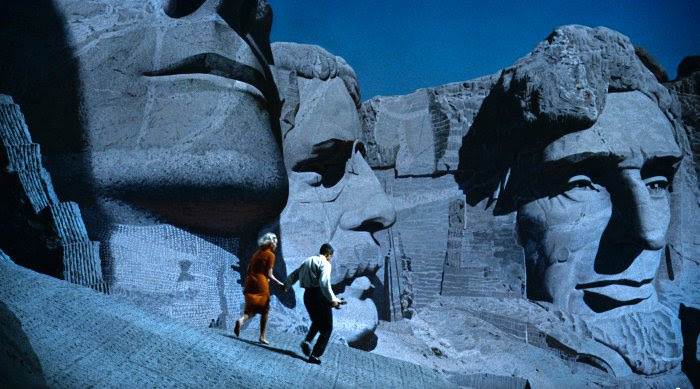 This scenic backdrop is from the 1959 MGM film North By Northwest. Produced and directed by Alfred Hitchcock, the film starred Cary Grant and Eva Marie Saint.