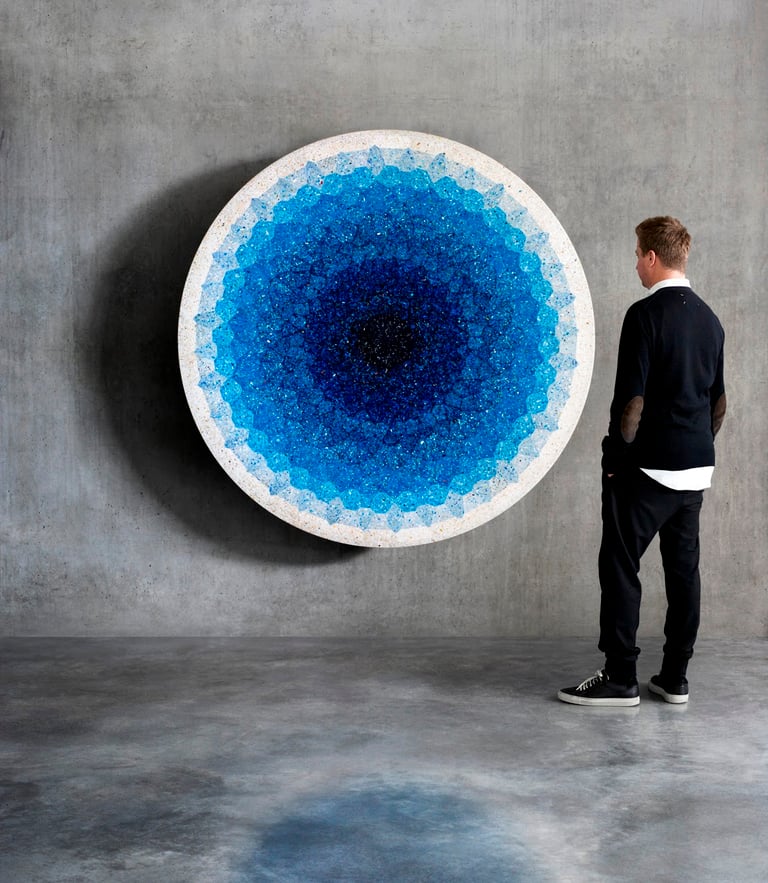 The collection focuses on nine new sustainable furniture pieces highlighting Neill’s areas of material research: ocean plastic; reclaimed timbers, and circular metals