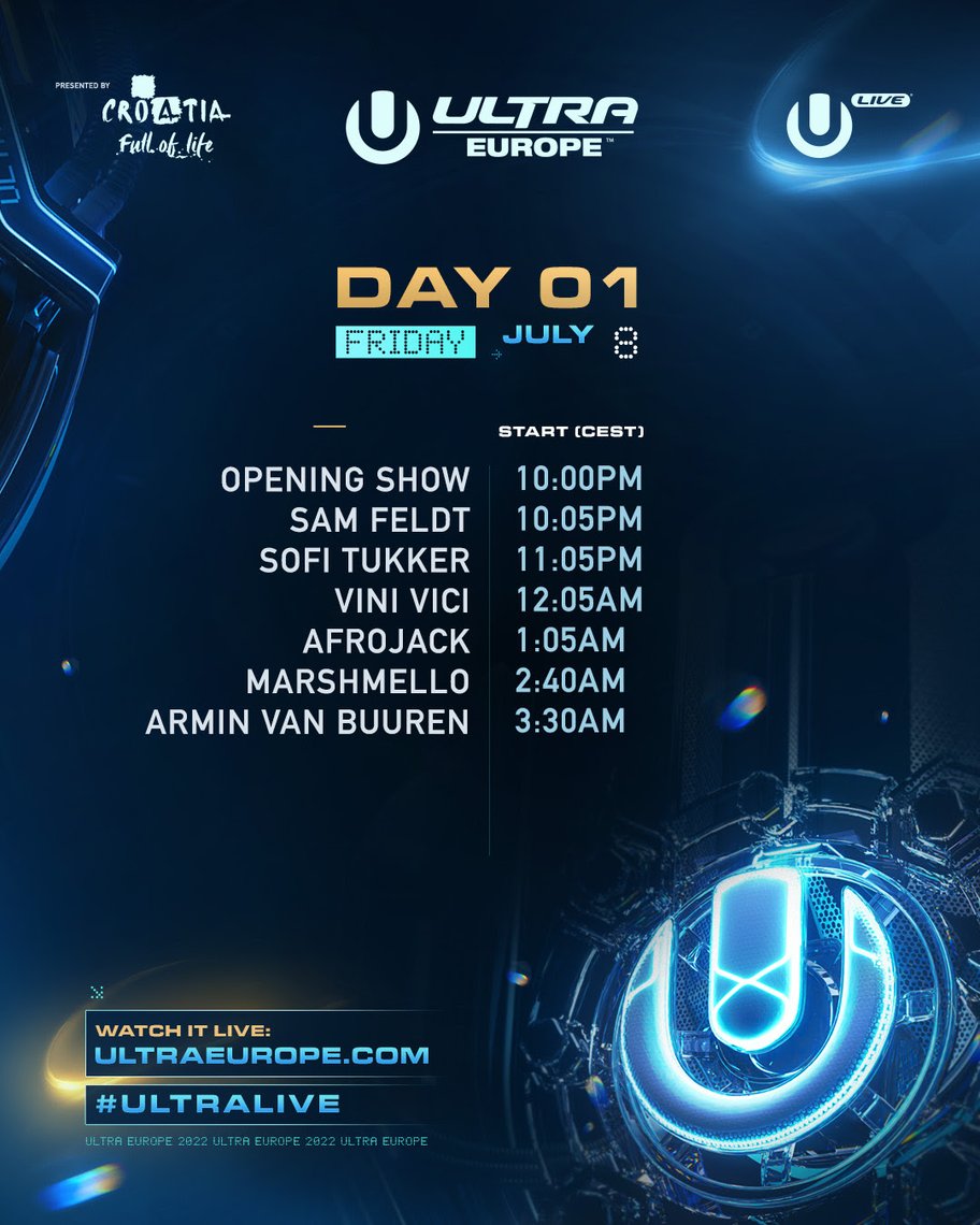 ULTRA Europe unveils set times, #ULTRALIVE stream and venue map