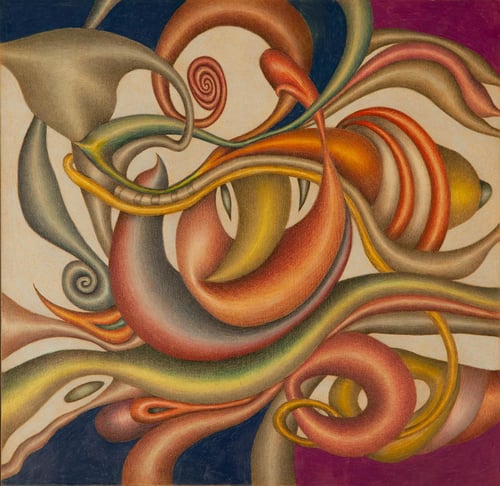 Descent (2012) by Kathleen Goncharov. Pen and colored pencil on panel.