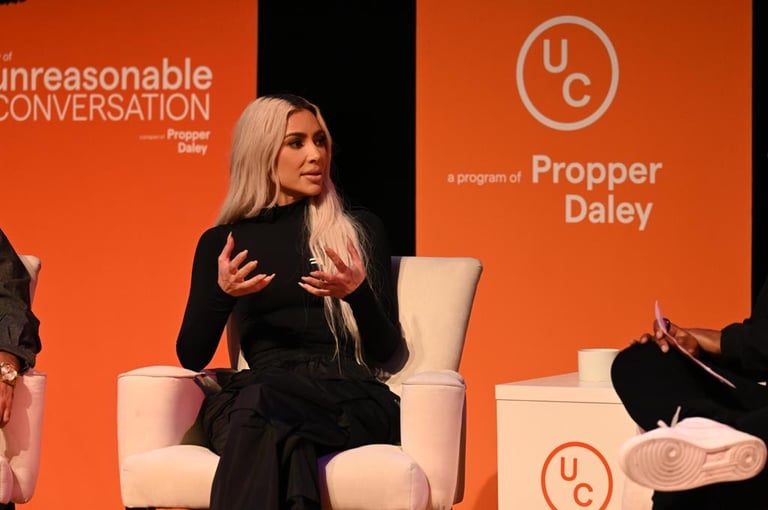 Kim Kardashian Speaks at Propper Daley’s ‘A Day of Unreasonable Conversation’ 2022