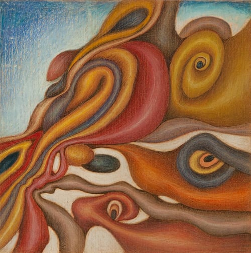 Sky View (2021) by Kathleen Goncharov. Colored pencil on panel.