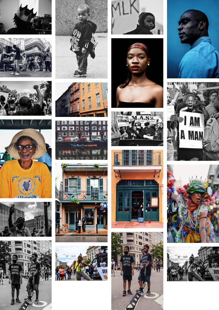 Pictured above - samples of photos by Reginald Cunningham, from his website www.BePureBlack.com