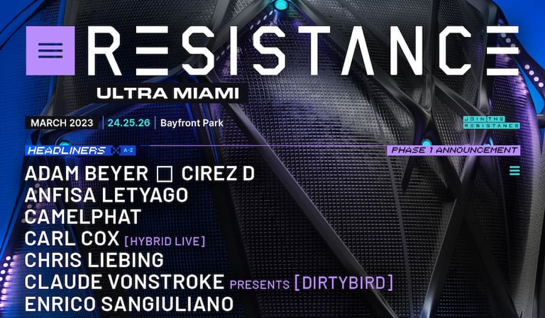 Ultra Music Festival unveils RESISTANCE Phase 1 Lineup Featuring House and Techno Heavyweight Headliners