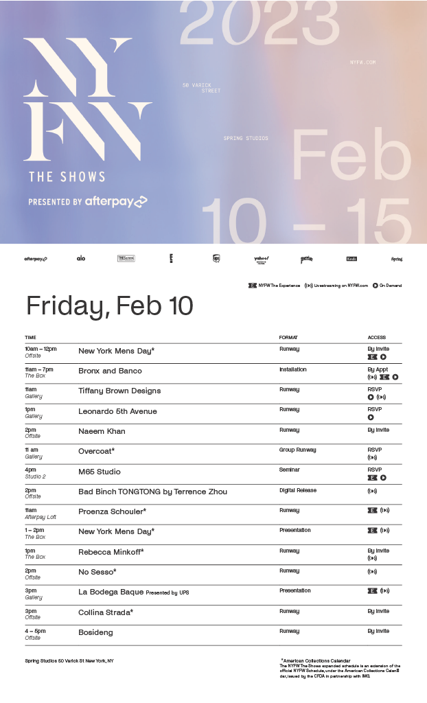 Programação da Semana de Moda de Nova York - NYFW - Fevereiro de 2023