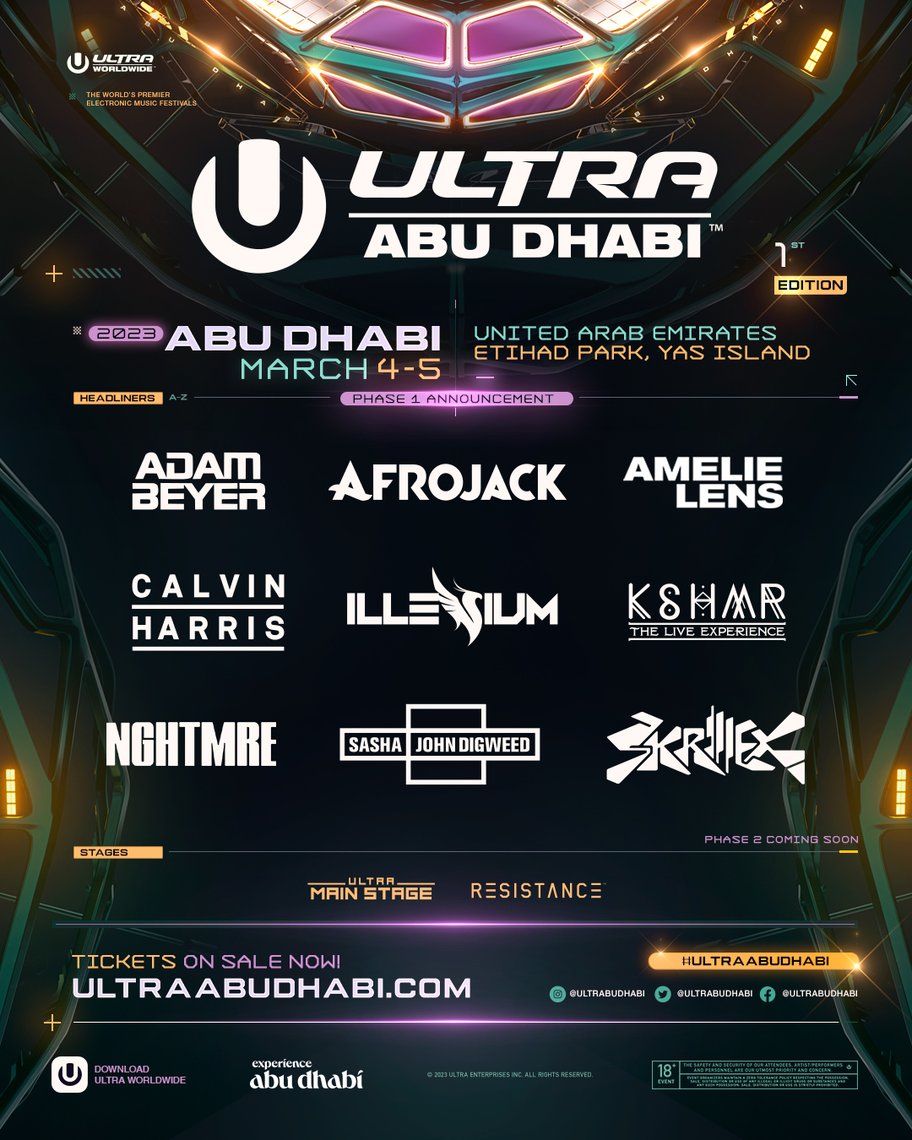 Ultra Abu Dhabi presenta un repleto de cabezas de cartel para su primera edición