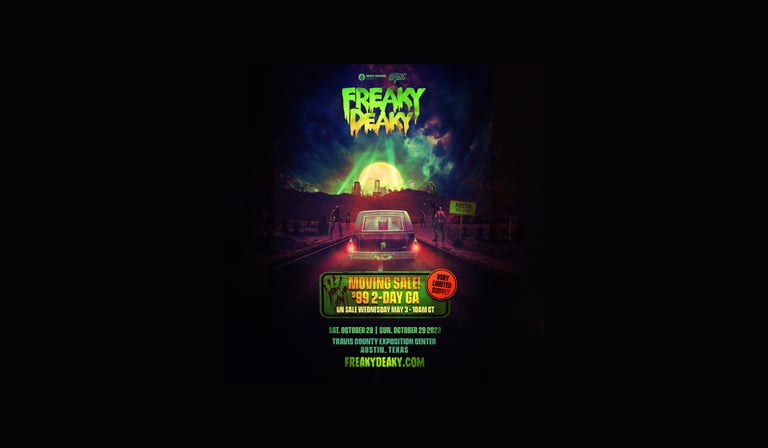 Heralded as one of the biggest Halloween electronic music festivals, Disco Donnie Presents (DDP) is excited to reveal that Freaky Deaky will be debuting in its new home in Austin, Texas for the 2023 edition. While sad to leave Houston behind, DDP is excited for this new venture at Austin’s Travis County Expo Center. To celebrate the move, Freaky Deaky will be having a moving sale on Wednesday May 3 at 10AM CT, offering fans a very limited supply of two day GA passes for just $99.