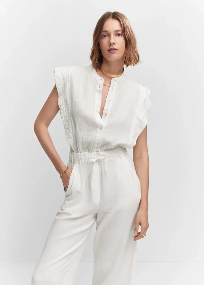 Button textured jumpsuit