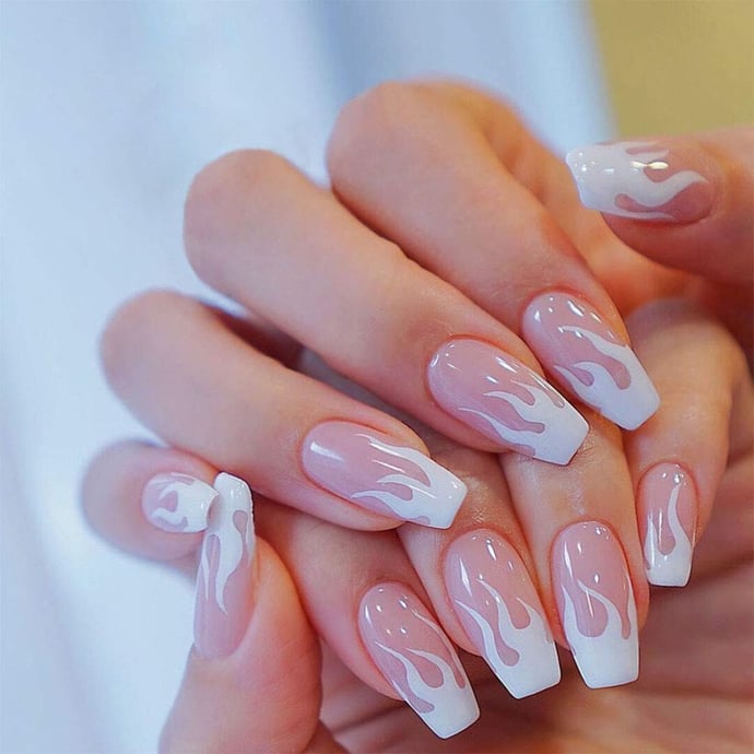 Square Acrylic Fake Nails Fire Glue On Fingersnails for Women Girls DIY Manicure Salon
