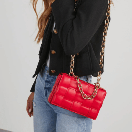 Desire Padded Woven Chain Handbag