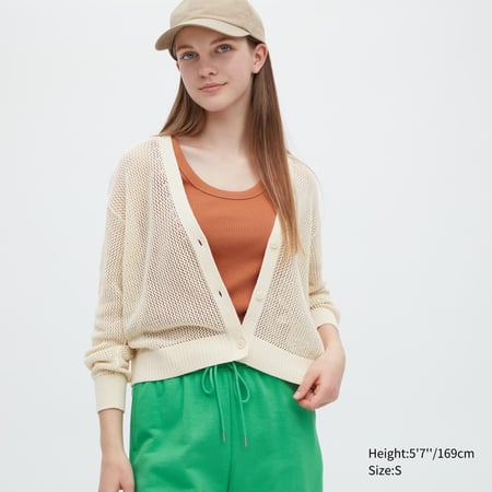 Mesh Long-Sleeve Short Cardigan