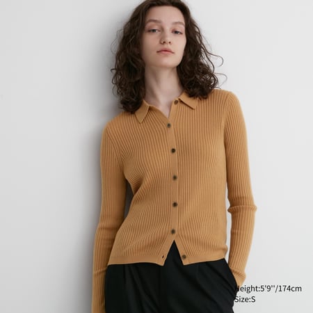 Extra Fine Merino Ribbed Polo Cardigan