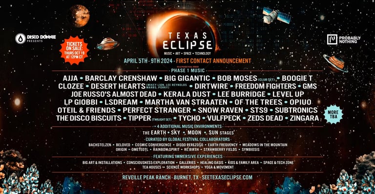 Texas Eclipse Reveals First Contact Lineup ft. STS9, Bob Moses, Vulfpeck, LP Giobbi, Tycho 5