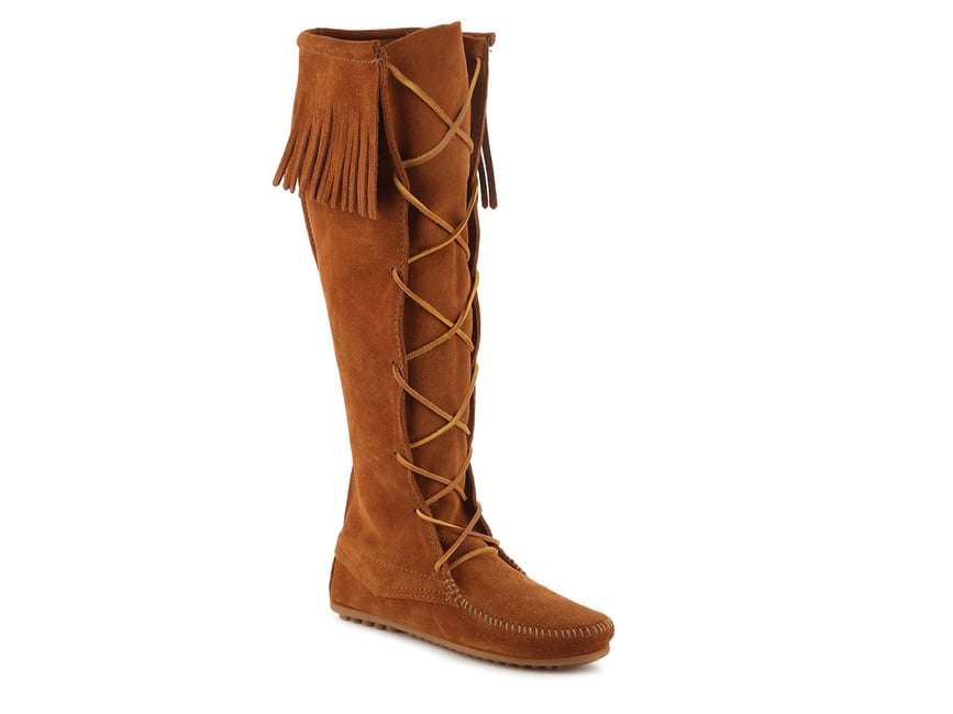 Minnetonka Lace Up Fringe Boot