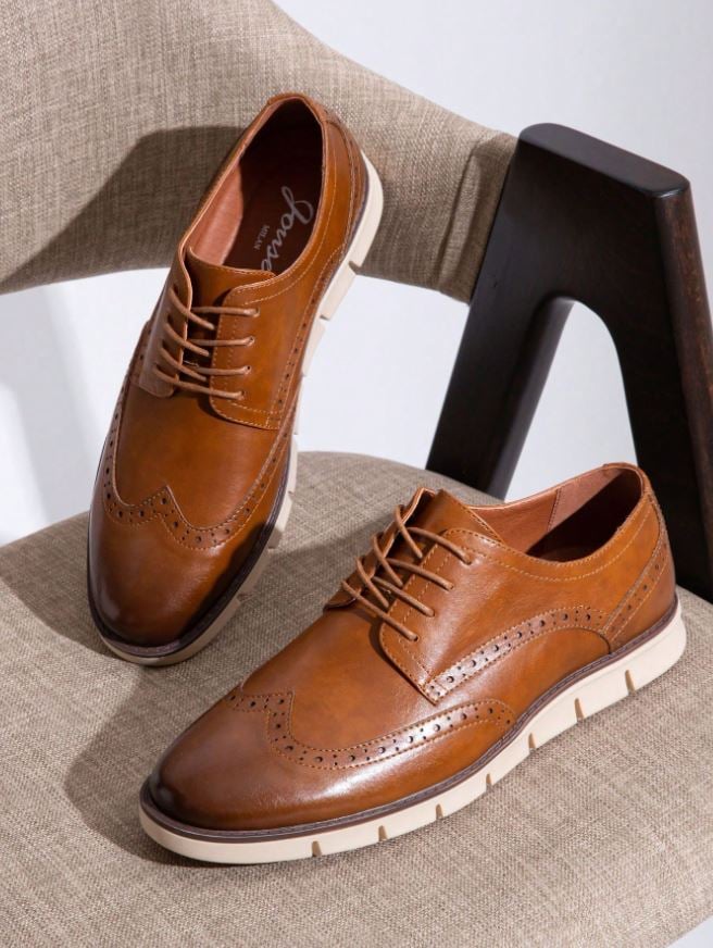 SHOESMALL Mens Dress Shoes Wingtip Oxfords Casual Brogue Classic Formal Derby Business Dress Shoes for Men