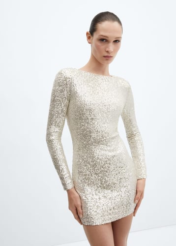 Long-sleeved sequin dress