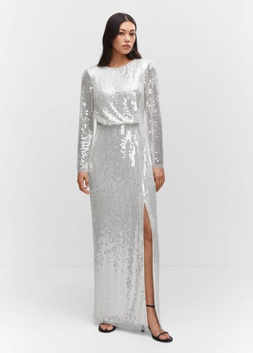 Side slit sequined gown