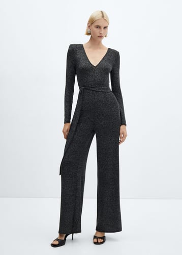Lurex jumpsuit with belt