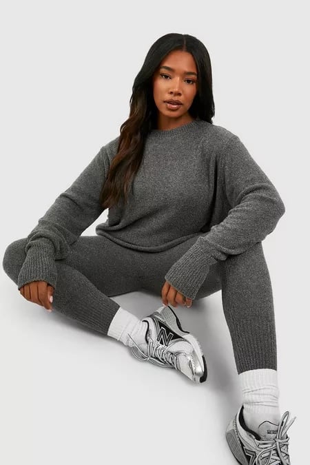 PLUS KNITTED CREW NECK AND LEGGING SET