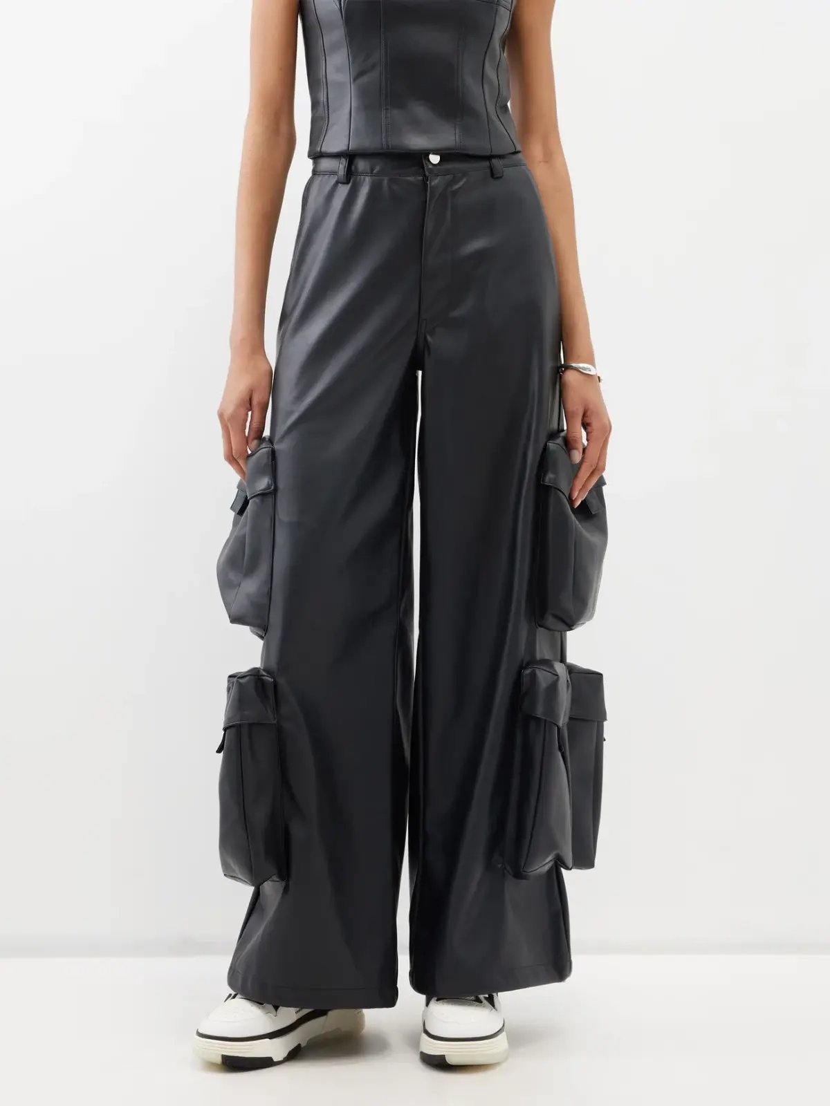 Amiri Wide-leg faux-leather cargo trousers