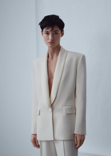 Suit blazer with satin details
