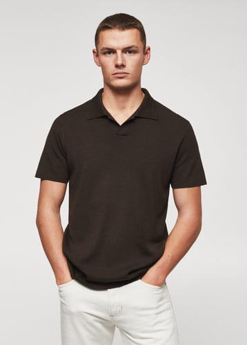 Fine-knit polo shirt