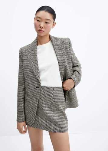 Houndstooth straight mini-skirt