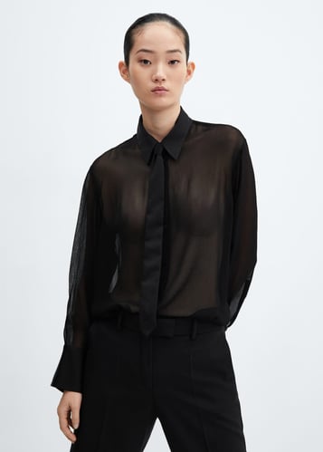 Tie shirt with satin details